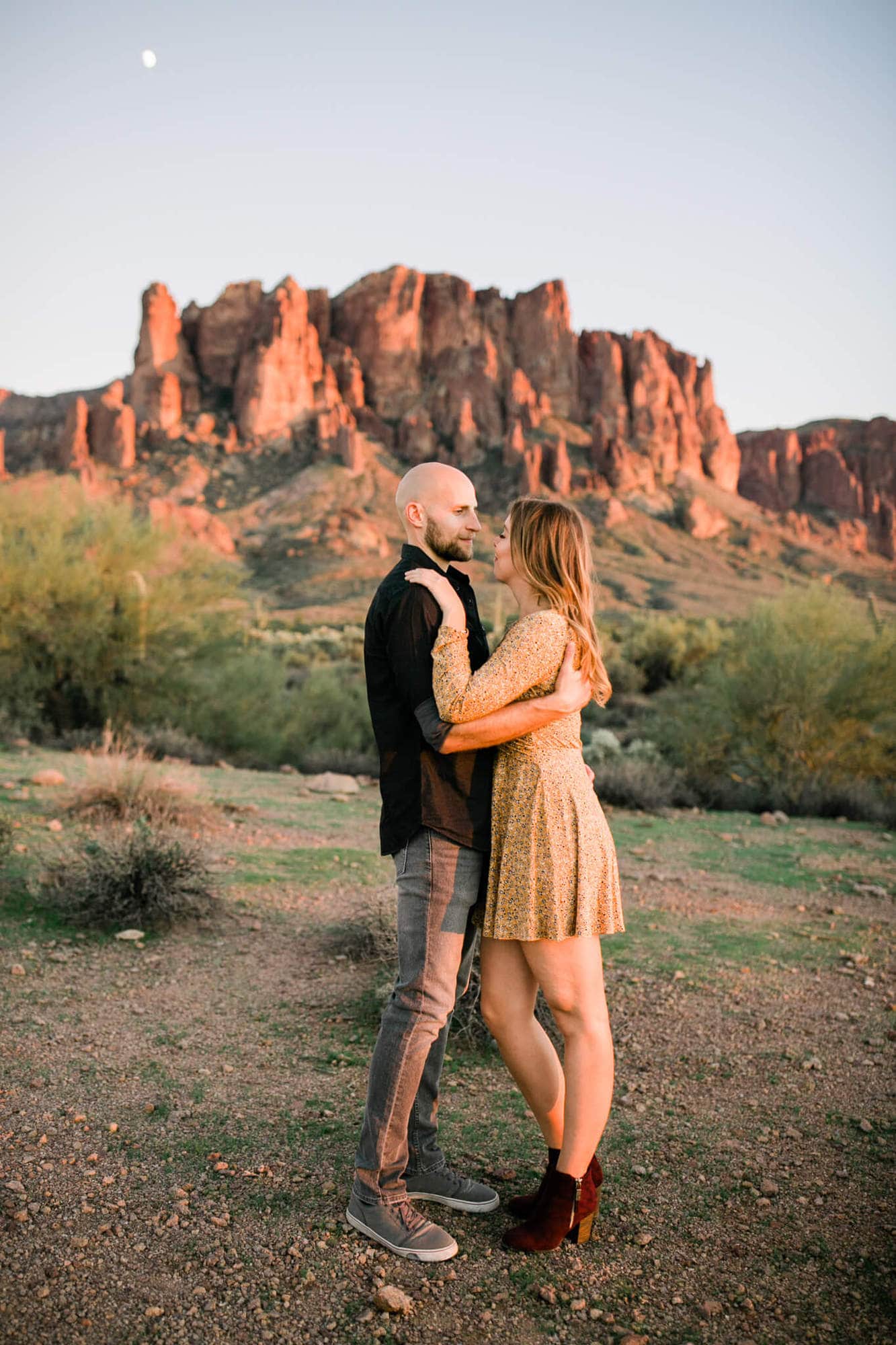 A sunset shoot in the rugged arizona desert. Wild west and cactus lovers this desert adventure session in the superstitions is for you!