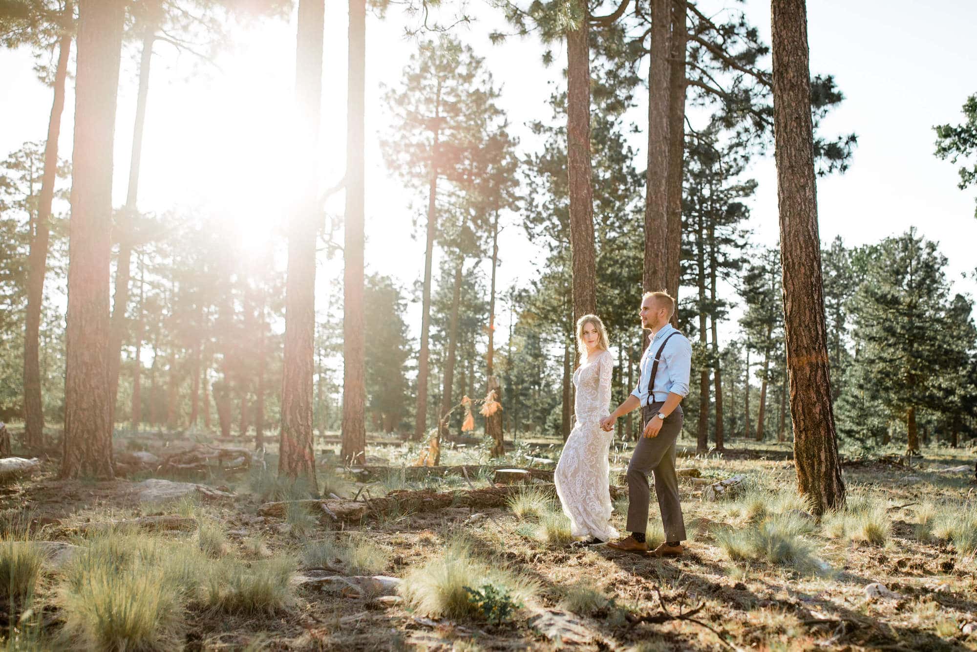 This sunset Arizona Elopement at the Mogollon Rim is rad inspiration for adventerous couples who want a little desert, a little forest, and a *big* cliff.