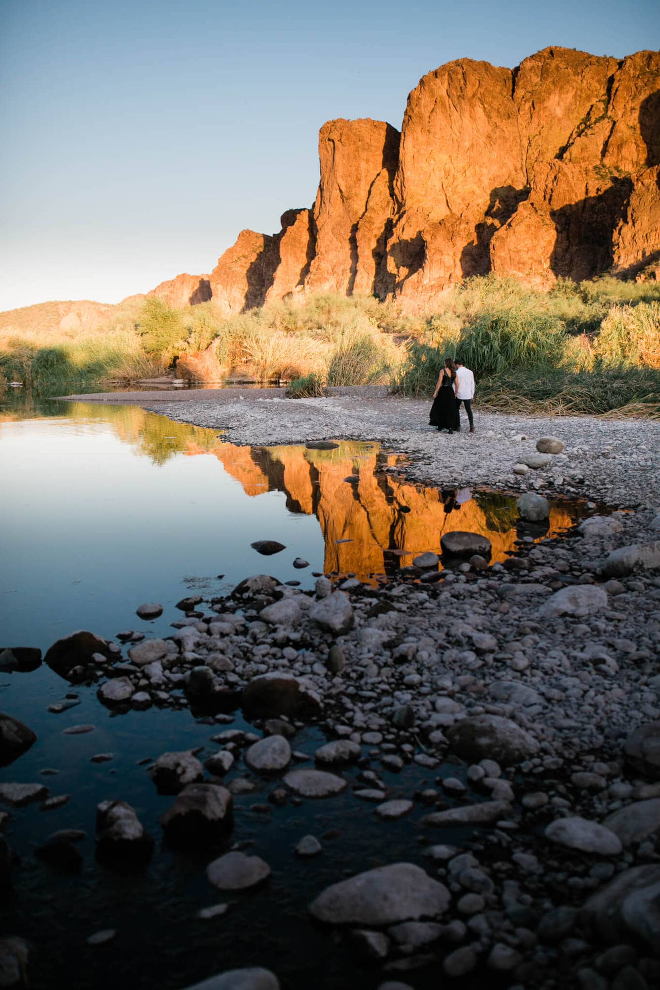 As an arizona elopement photographer I love exploring the desert with my couples. This sunset desert oasis shoot with Nicole + Logan was a freaking dream