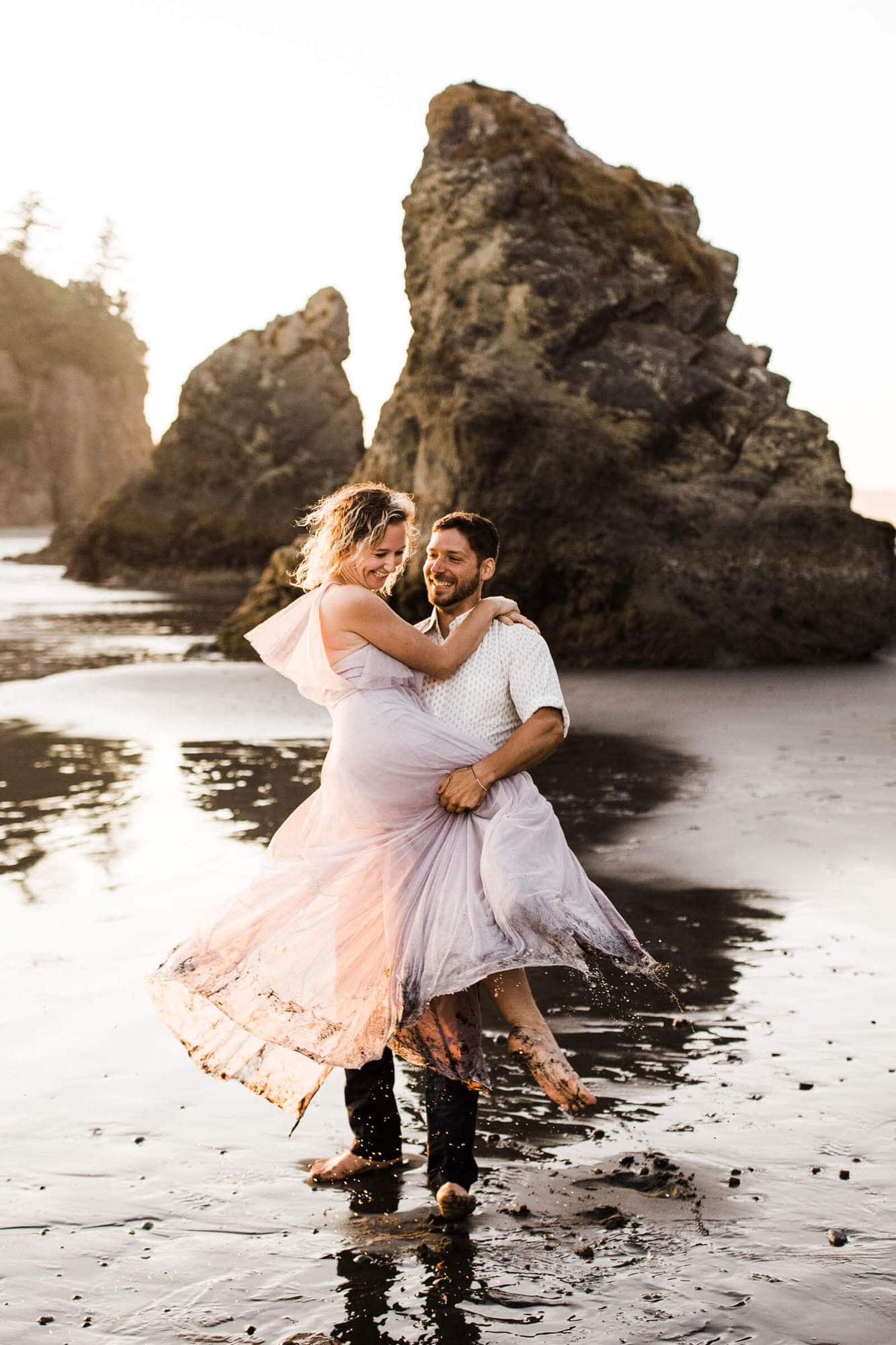 If you're looking for fun, adventure, the rugged PNW coast, and light to DIE for, look no further than this Olympic National Park elopement inspired shoot.