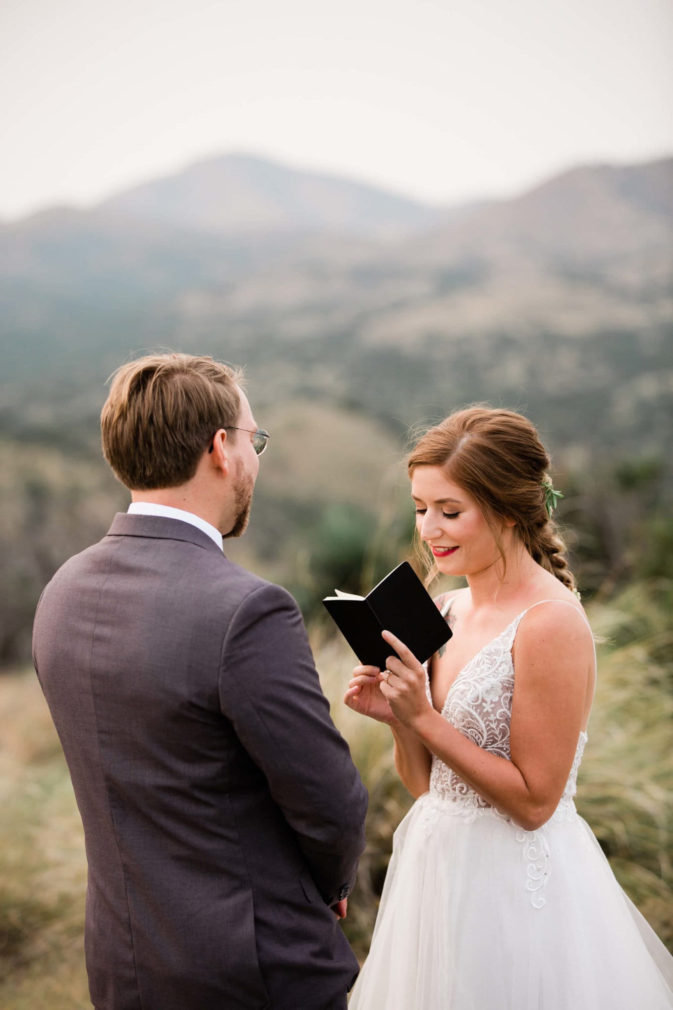 newlyweds exchanging vows in a valley in eastern Arizona.