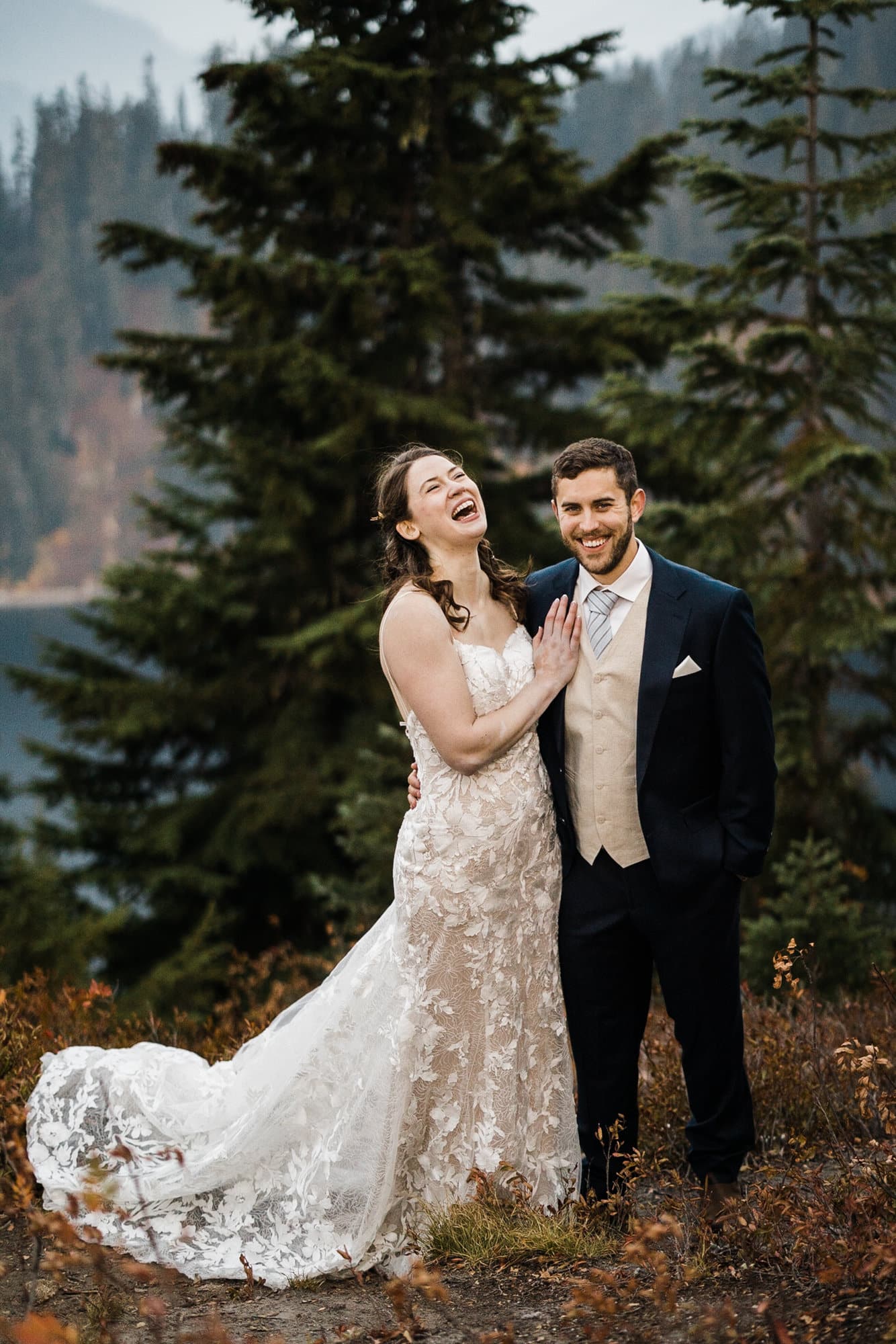 Nothing-not fires, smoke, or rain- would stop this pair of park rangers from getting married. Their Leavenworth hiking elopement really was one for the books