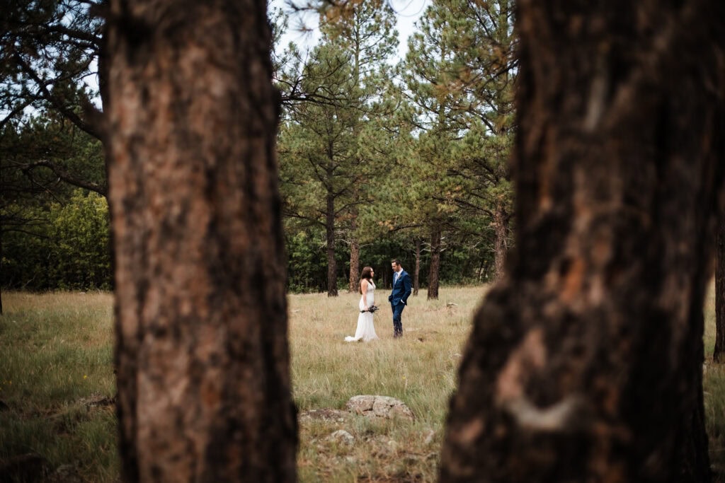 A couple prepares to say their vows in Flagstaff Arizona.